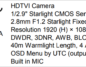 دوربین سقفی  استارلایت اپتینا 2 مگاپیکسل  DORIS 200WSF-SA