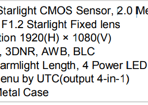 دوربین  بولت  اپتینا 2 مگاپیکسل استارلایت KAVARIA 200WLF – S