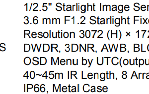 دوربین  بولت استارلایت اپتینا 5 مگاپیکسل NARSIS 500ALF-S