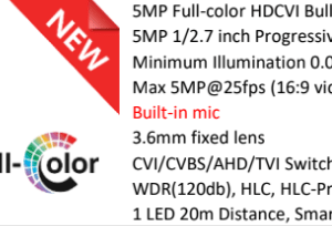 دوربین  بولت  داهوآ 5 مگاپیکسل تمام رنگی وارم لایت میکروفون داخلی(HAC-HFW1509TP-A)