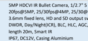 دوربین  بولت  داهوآ 5 مگاپیکسل(DH-HAC-B2A51P)
